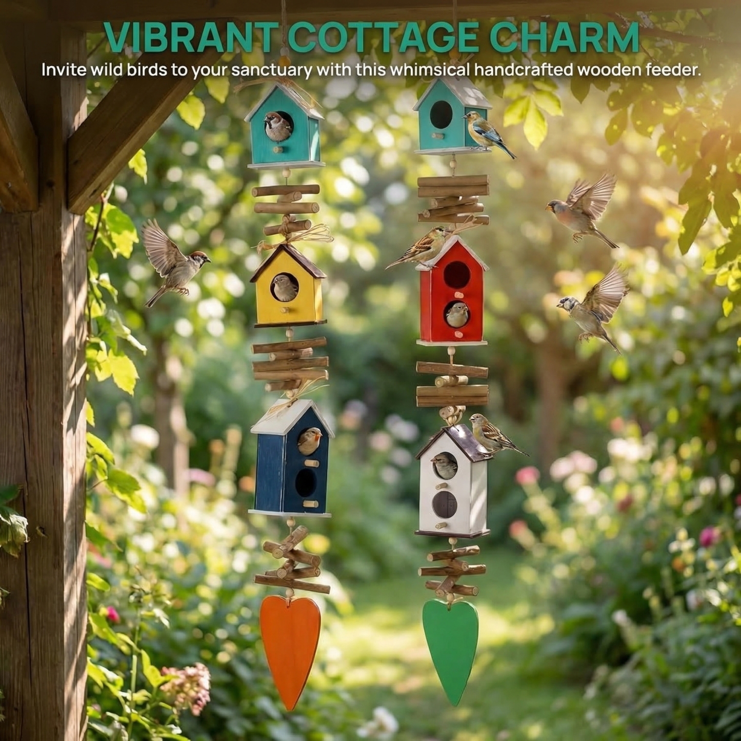 Hanging Colourful Birdhouse Bird Feeder Outdoor