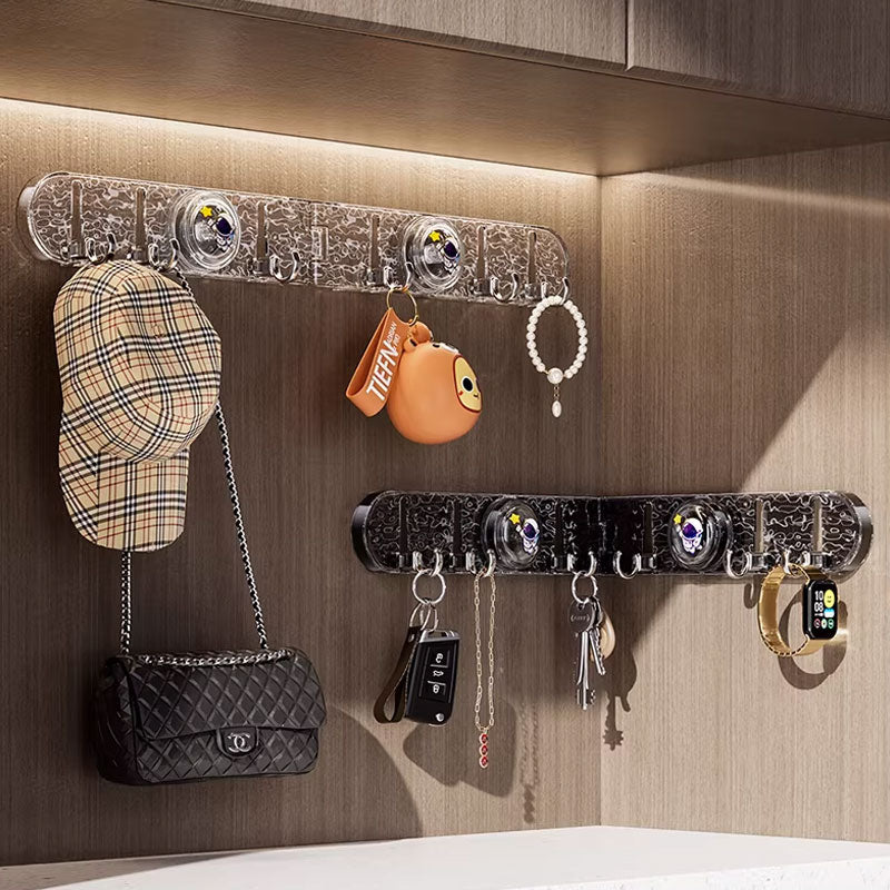 Foldable Suction Corner Multi-Hook Rack: Waterproof & Rust-Resistant, Space-Saving Design