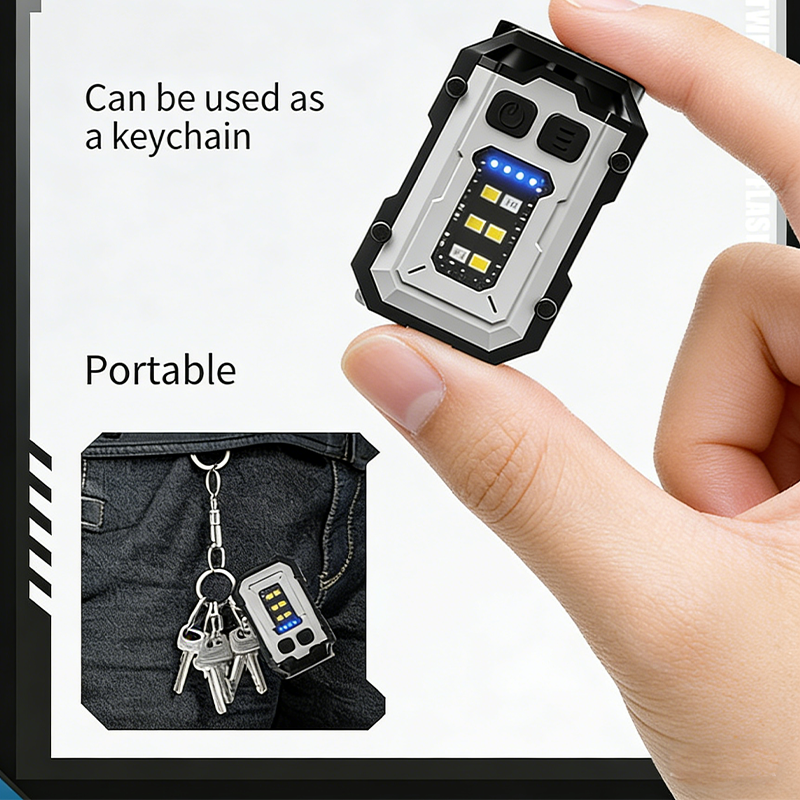 DualBeam Pro · Multi-Functional Magnetic EDC Keychain Light