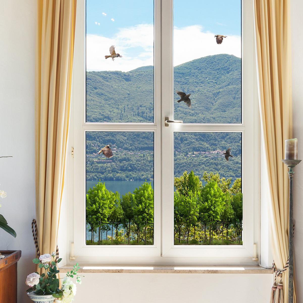 Colorful Floral Bouquet Window Sticker (Cut To Size Freely)