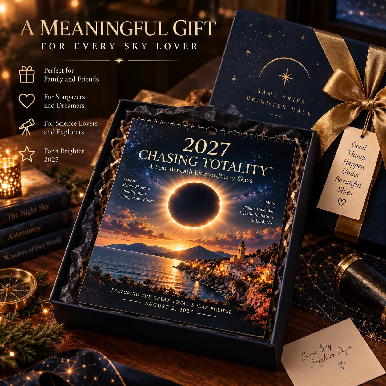⏳ Last Day 50% OFF – 🌌 2027 Chasing TotalityTM Celestial Wall Calendar | 12 Extraordinary Skies & August Total Solar Eclipse ✨