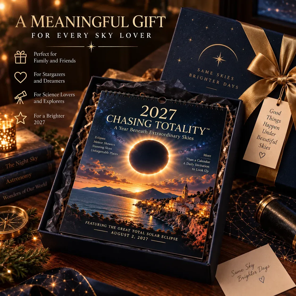 ⏳ Last Day 50% OFF – 🌌 2027 Chasing TotalityTM Celestial Wall Calendar | 12 Extraordinary Skies & August Total Solar Eclipse ✨