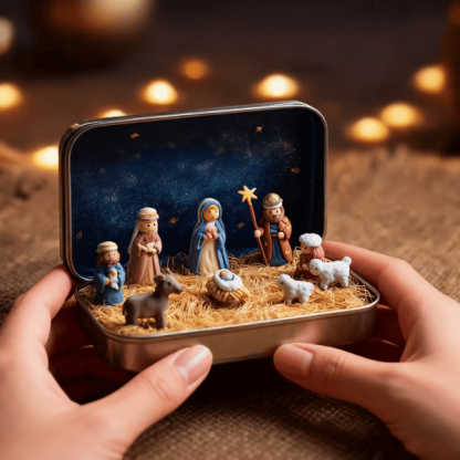 🔥Last Day 50% Off🎁Mini Nativity Set in a Tin Box