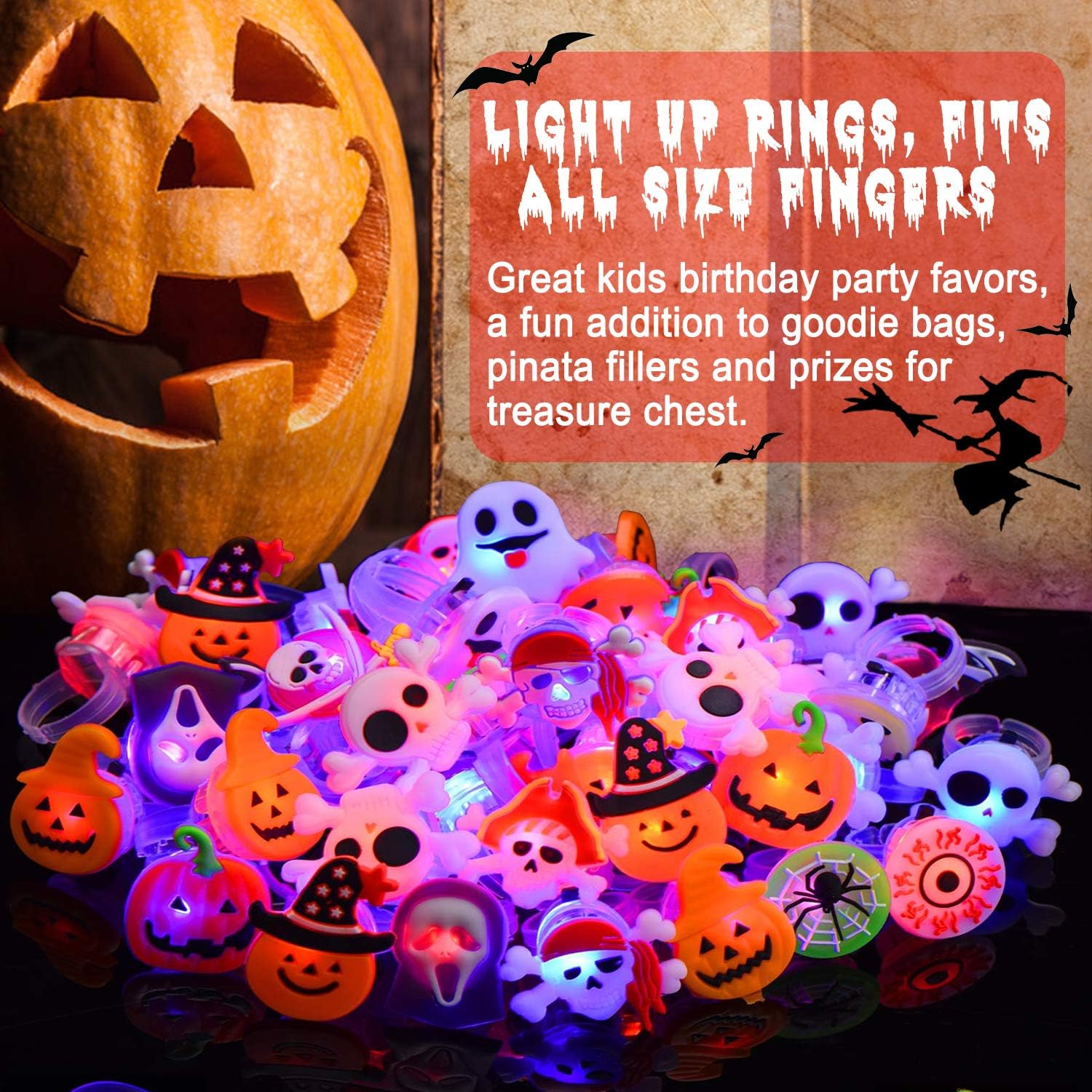 🎁LED Light Halloween Glowing Ring😍 - Set with 50pcs