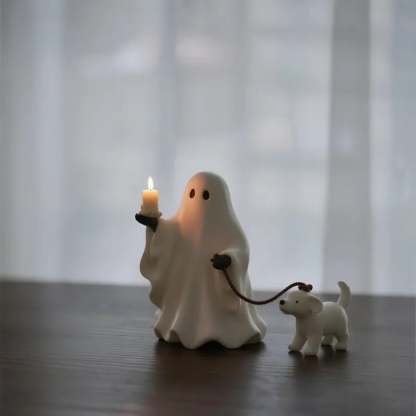 Ghost & Pup Candle Holder | Whimsical Halloween Figurine