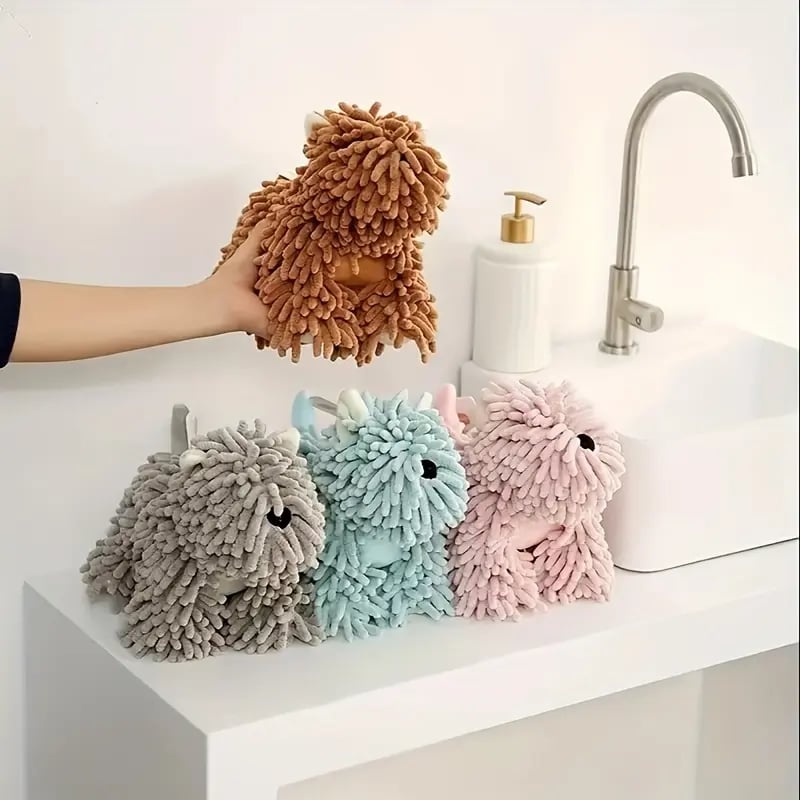 🐶 Puppy-Shaped Chenille Hand Towel – Cute & Functional Home Essential
