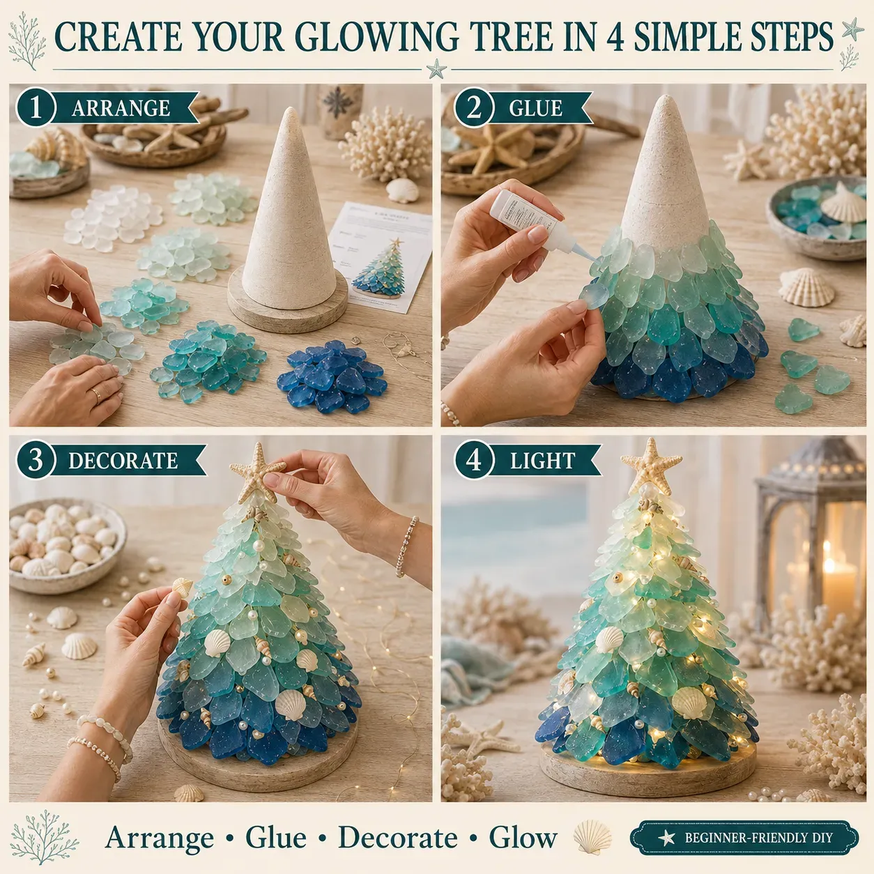 ⏳ Last Day 50% OFF – 🌊 Beginner-Friendly DIY 3D Lighted Sea Glass-Style Art Kit Collection | Complete Kit with Sea Glass-Style Pieces, LED Lights & Step-by-Step Guide Included 💕