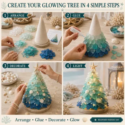 ⏳ Last Day 50% OFF – 🌊 Beginner-Friendly DIY 3D Lighted Sea Glass-Style Art Kit Collection | Complete Kit with Sea Glass-Style Pieces, LED Lights & Step-by-Step Guide Included 💕