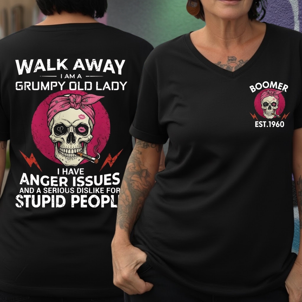 Walk Away I'm A Grumpy Old Lady Custom Year Of Birth Women's T-Shirt