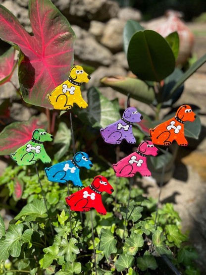 Colorful Dog Garden Stakes