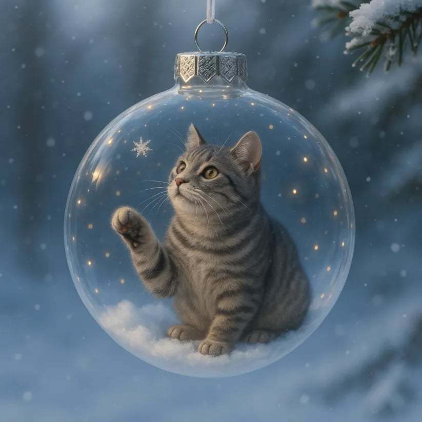 🔥Last Day 49% OFF - Cute Cat Christmas Glass Ornaments Collection