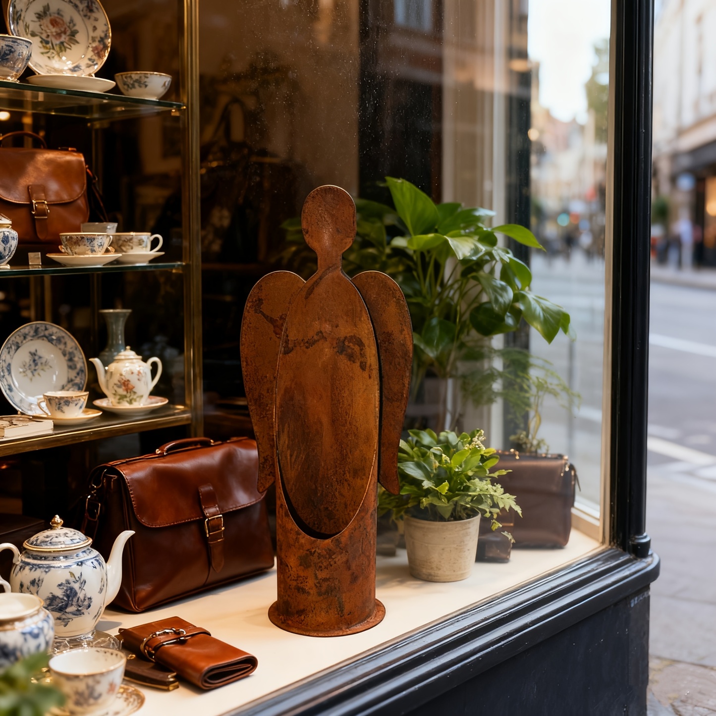 Rustic Metal Angel Garden Candle Holder and Plant Holder
