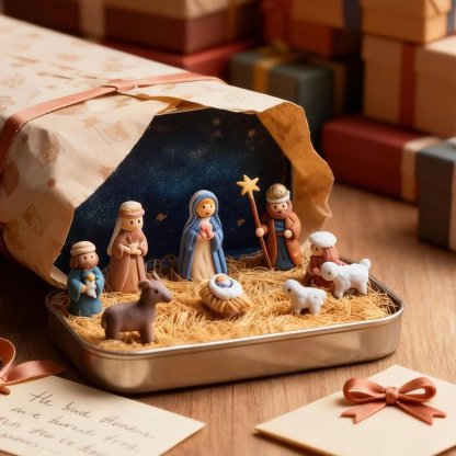 🔥Last Day 50% Off🎁Mini Nativity Set in a Tin Box