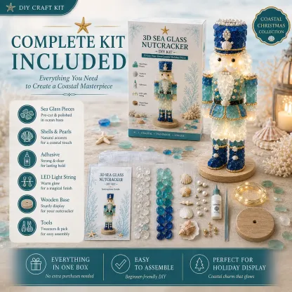 ⏳ Last Day 50% OFF – 🌊 Beginner-Friendly DIY 3D Lighted Sea Glass-Style Art Kit Collection | Complete Kit with Sea Glass-Style Pieces, LED Lights & Step-by-Step Guide Included 💕