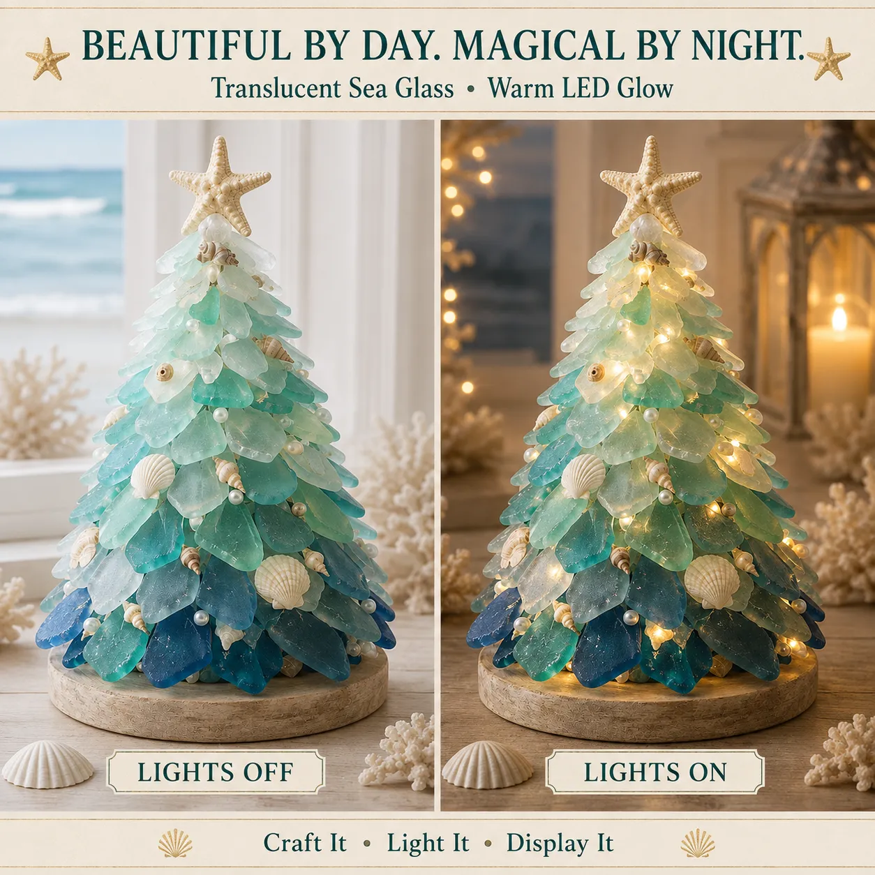 ⏳ Last Day 50% OFF – 🌊 Beginner-Friendly DIY 3D Lighted Sea Glass-Style Art Kit Collection | Complete Kit with Sea Glass-Style Pieces, LED Lights & Step-by-Step Guide Included 💕