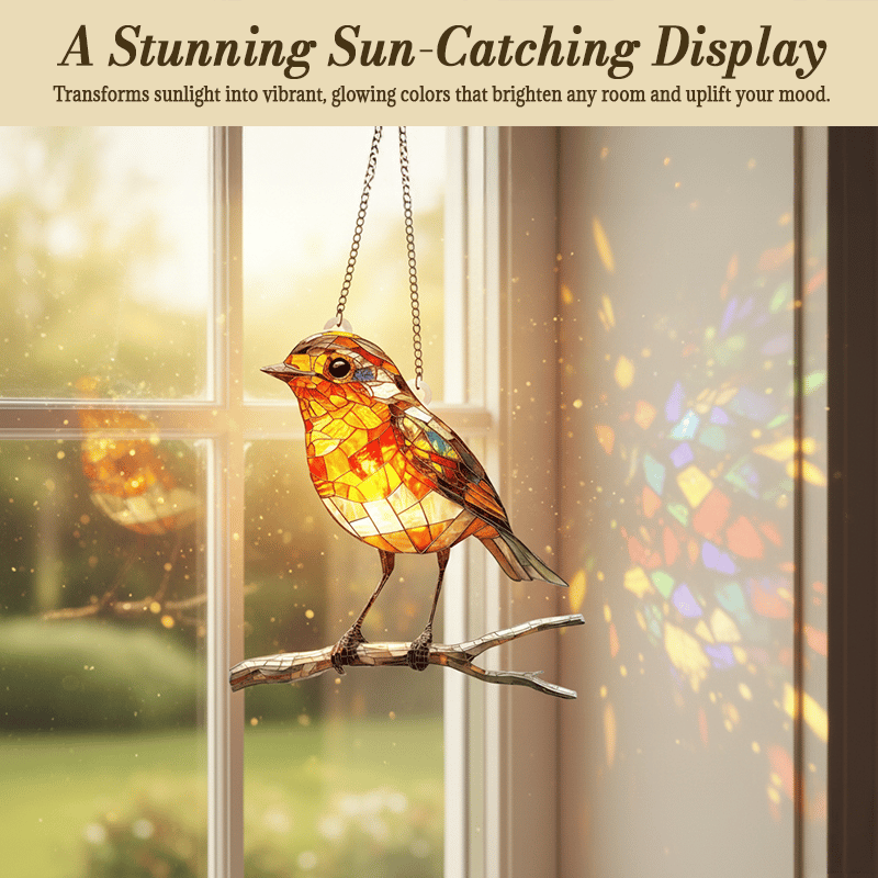 🎄Christmas Hot Sale 49%OFF🦜Stained Glass Style Robin Suncatcher