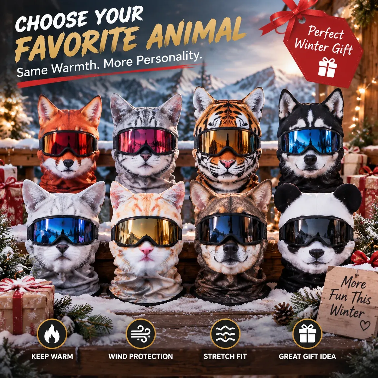 ⏳ 50% OFF – 🦊 Funny Animal Face Ski Mask |The Funniest Winter Balaclava Everyone Will Ask About