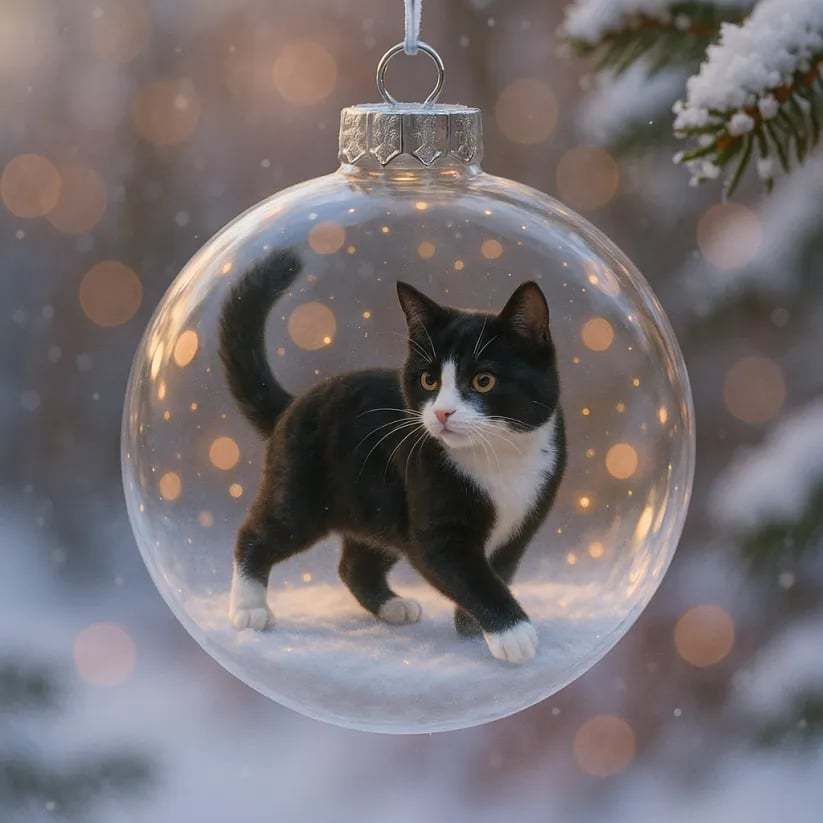 🔥Last Day 49% OFF - Cute Cat Christmas Glass Ornaments Collection