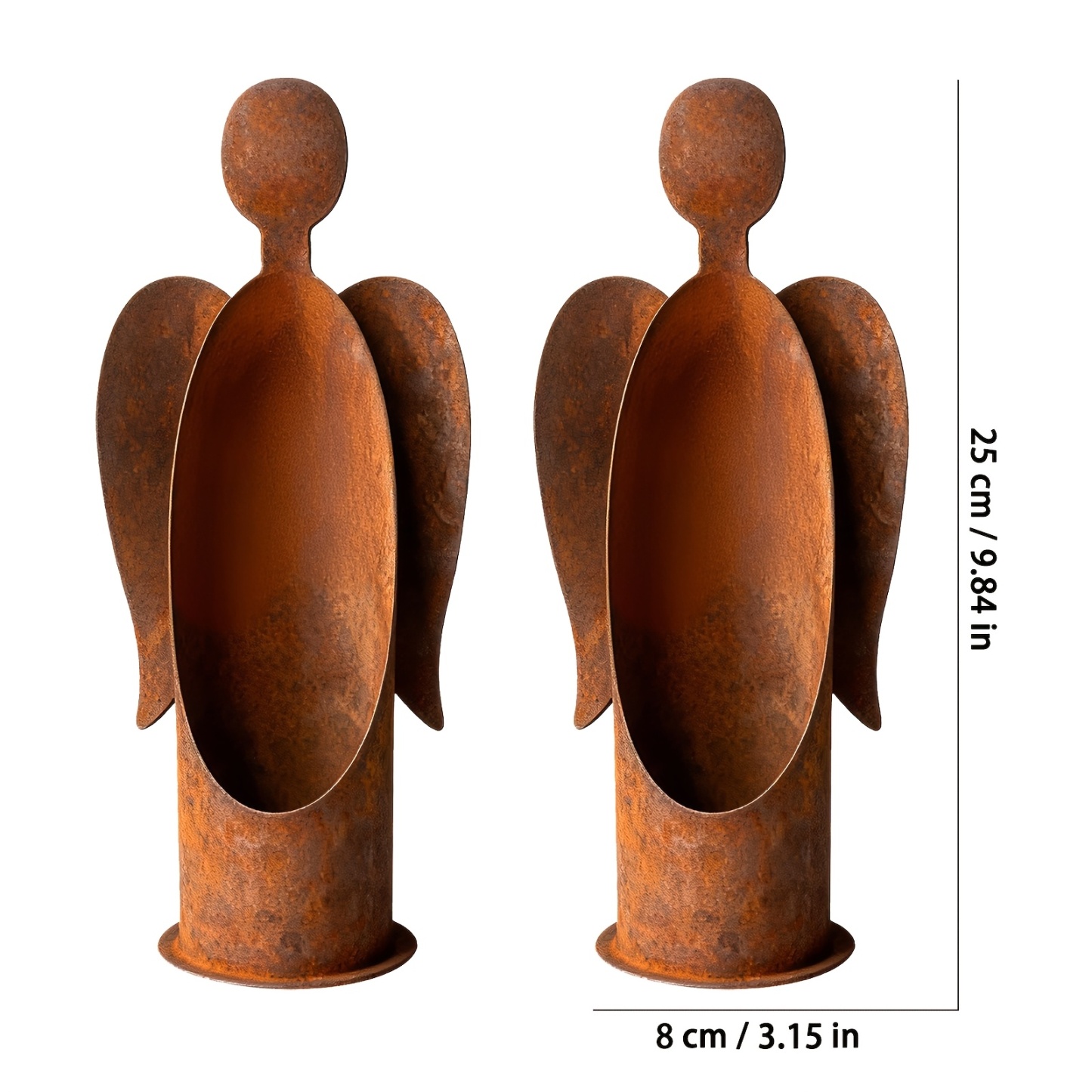 Rustic Metal Angel Garden Candle Holder and Plant Holder