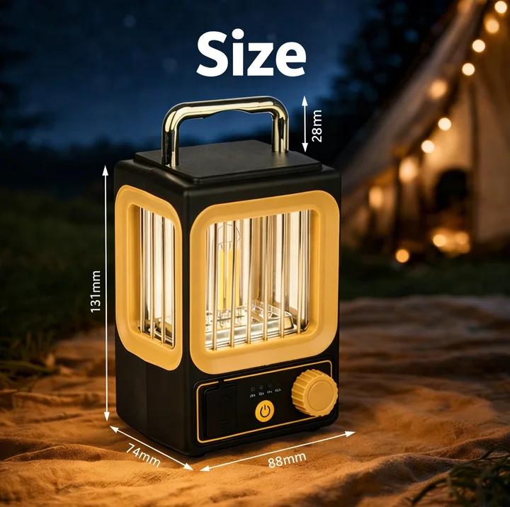 🔦 Portable Solar Camping Lantern – Stepless Dimming & Power Bank Ready 🔥