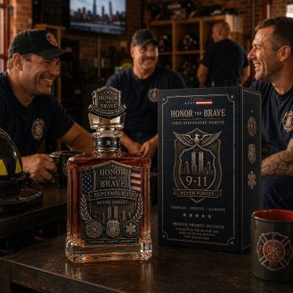 ⏰Limited Stock 50% OFF🥃Honor the Brave Relief Decanter & Emblem – Hero Commemorative Ornament for Home Bar Display