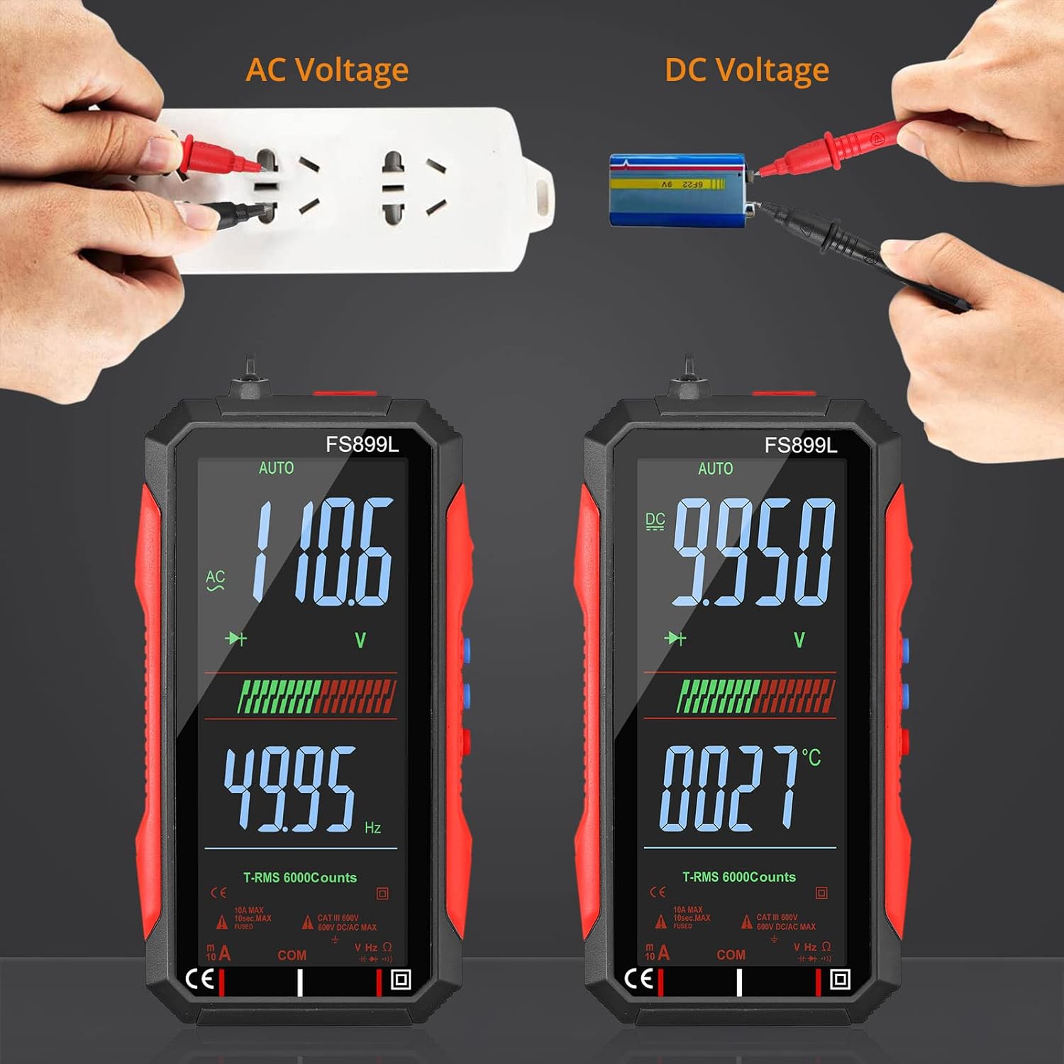 ⚡USB Rechargeable Digital Multimeter🔋– 6000 Counts, Large Color Screen & Backlight! 🛠️🔌