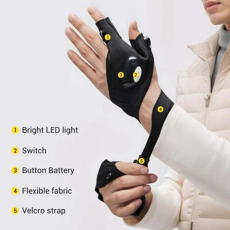 🔥Christmas Sales 49% OFF-Hands-LED Flashlight Waterproof Gloves