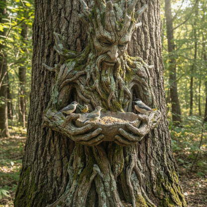 The Quiet Offering A Tree-Integrated Bird Feeding Sculpture