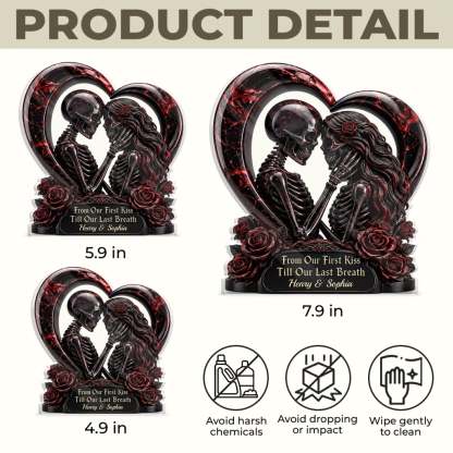 Custom Gothic Skeleton Acrylic Plaque - Personalized Halloween Decor, Anniversary Wedding Gifts For Husband And Wife, Him And Her - Unconditional Dark Love