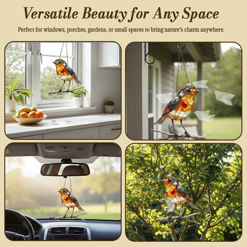 🎄Christmas Hot Sale 49%OFF🦜Stained Glass Style Robin Suncatcher