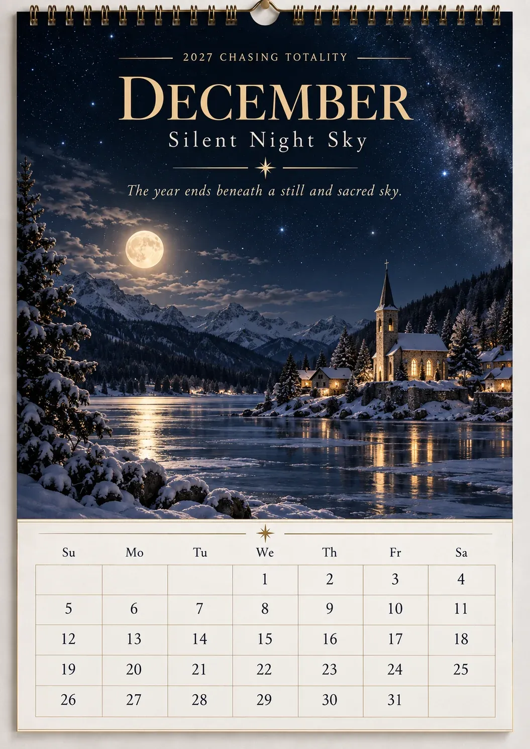 ⏳ Last Day 50% OFF – 🌌 2027 Chasing TotalityTM Celestial Wall Calendar | 12 Extraordinary Skies & August Total Solar Eclipse ✨