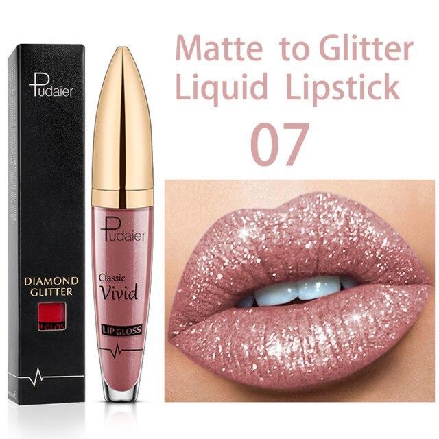 (🔥HOT SALE NOW 49% OFF) - 🎁Diamond Lip Gloss Matte To Glitter Liquid Lipstick Waterproof