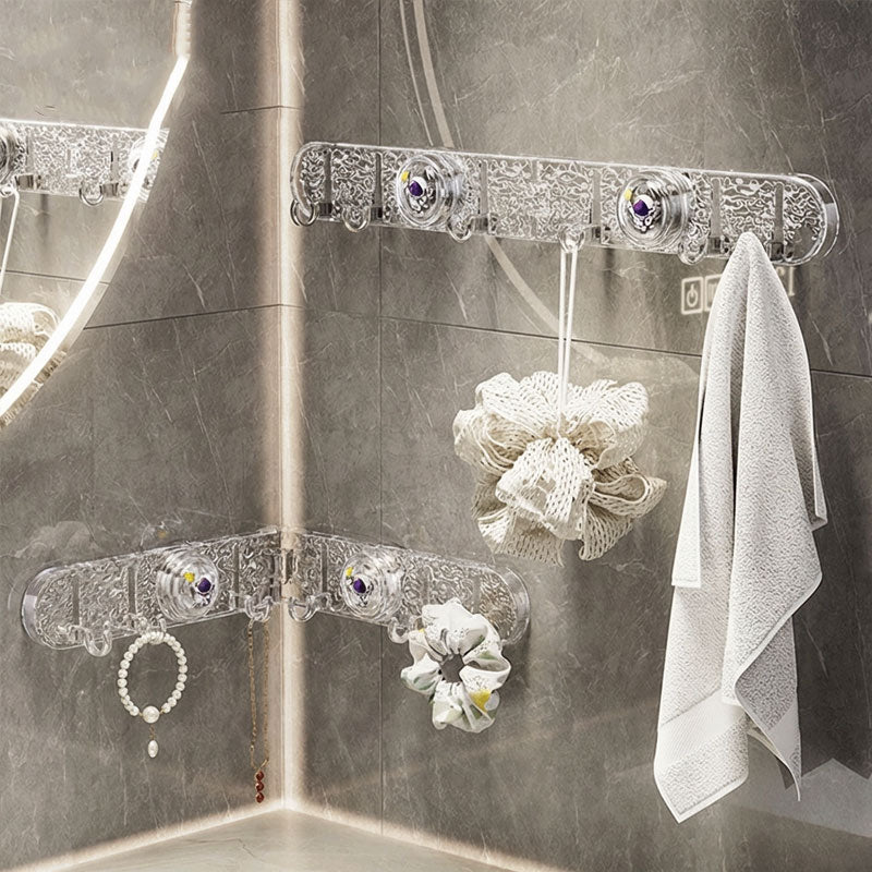 Foldable Suction Corner Multi-Hook Rack: Waterproof & Rust-Resistant, Space-Saving Design