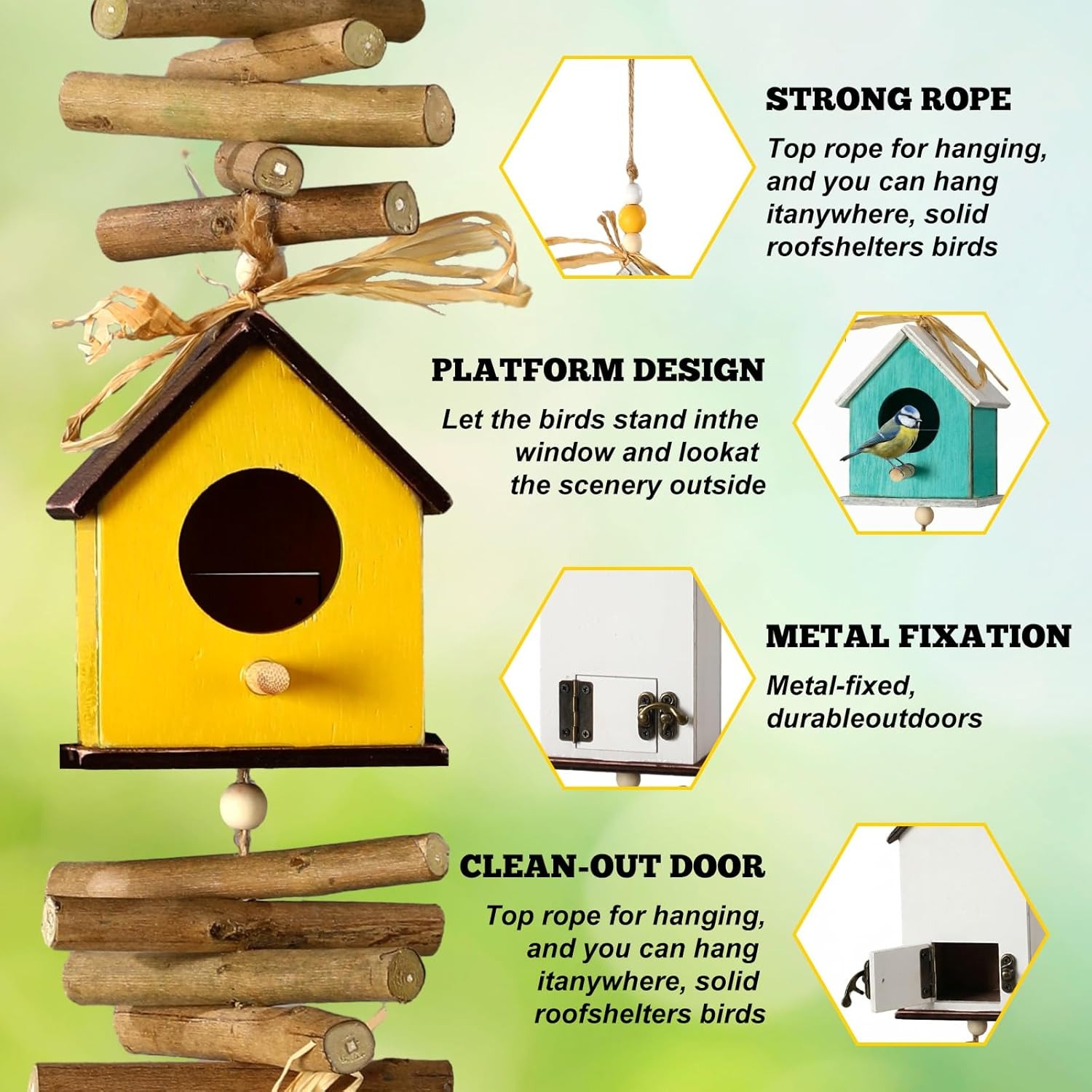 Hanging Colourful Birdhouse Bird Feeder Outdoor