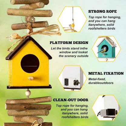 Hanging Colourful Birdhouse Bird Feeder Outdoor