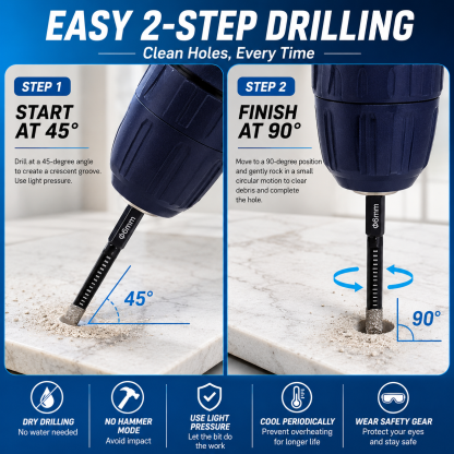 🔥LAST DAY SALE 50% OFF-6 Pcs Diamond Drill Bits Set, 1/4 5/6 3/8 1/2 Inch Brazed Diamond Drill Bits for Precision Drilling in Tile Ceramic Glass Granite Marble Masonry