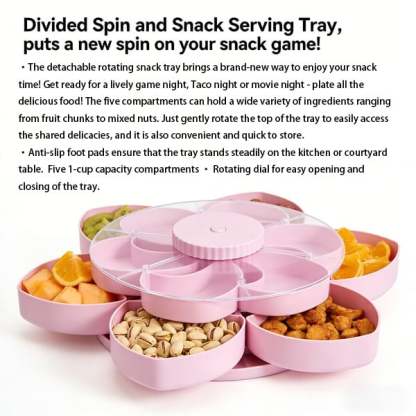Divided Serving Tray That Spins – Perfect for Snacks, Dips & Party Appetizers