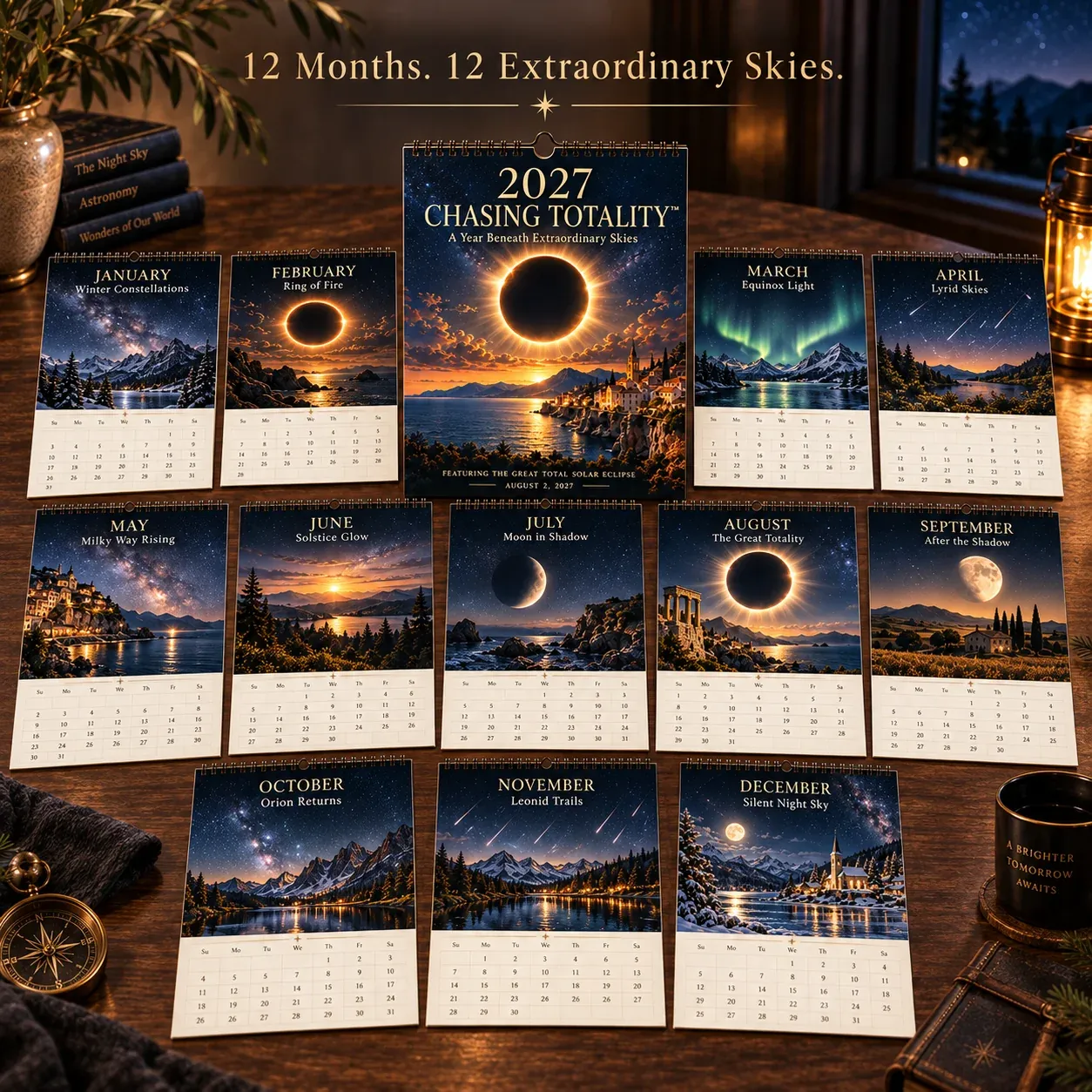 ⏳ Last Day 50% OFF – 🌌 2027 Chasing TotalityTM Celestial Wall Calendar | 12 Extraordinary Skies & August Total Solar Eclipse ✨