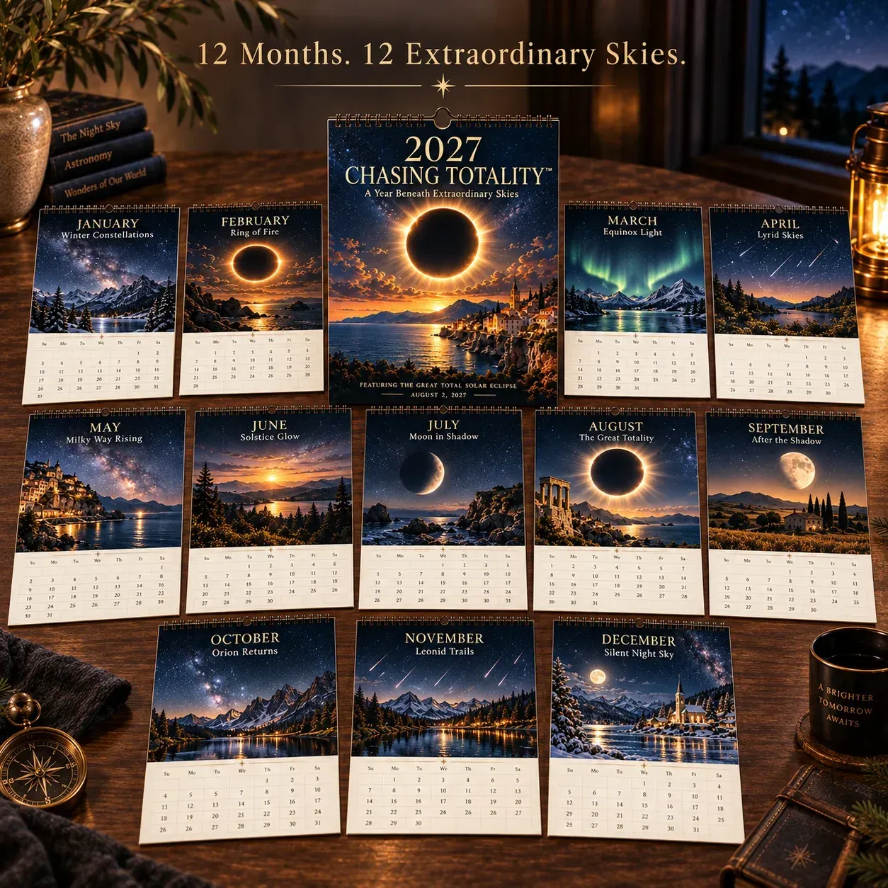 ⏳ Last Day 50% OFF – 🌌 2027 Chasing TotalityTM Celestial Wall Calendar | 12 Extraordinary Skies & August Total Solar Eclipse ✨