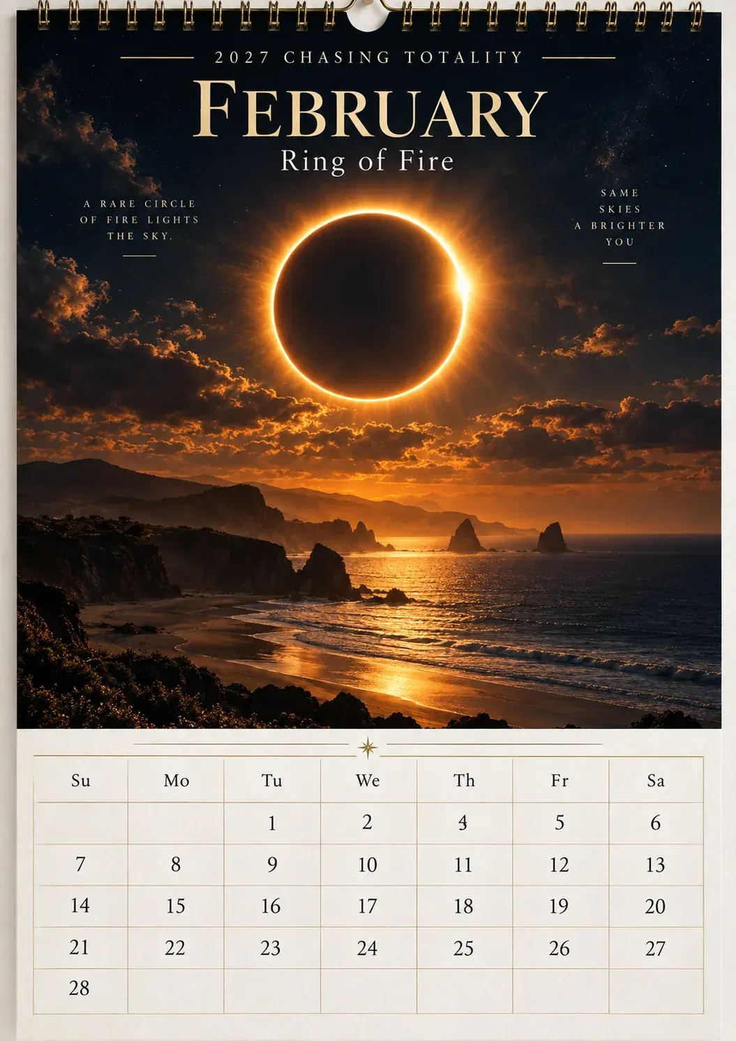 ⏳ Last Day 50% OFF – 🌌 2027 Chasing TotalityTM Celestial Wall Calendar | 12 Extraordinary Skies & August Total Solar Eclipse ✨