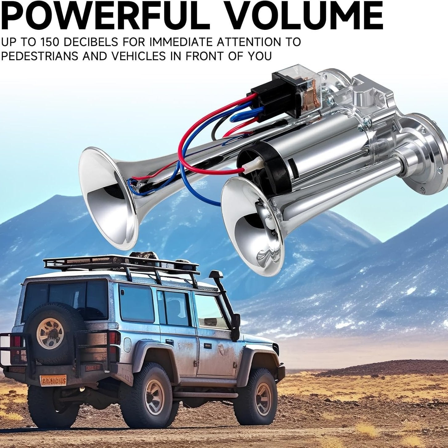 🔥LAST DAY 49% OFF - 🚗🔧2026 Upgraded 12V Dual Air Horn Kit – 130DB Super Loud Dual Horn with Compressor for Cars. Trucks. SUVs. Boats & More(✨Includes installation manual and video guide)