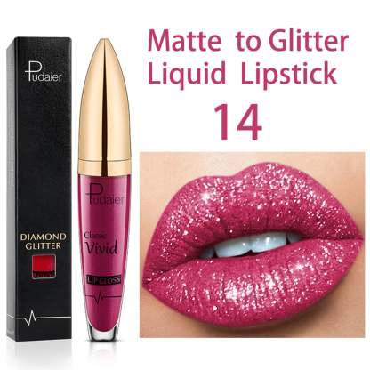 (🔥HOT SALE NOW 49% OFF) - 🎁Diamond Lip Gloss Matte To Glitter Liquid Lipstick Waterproof