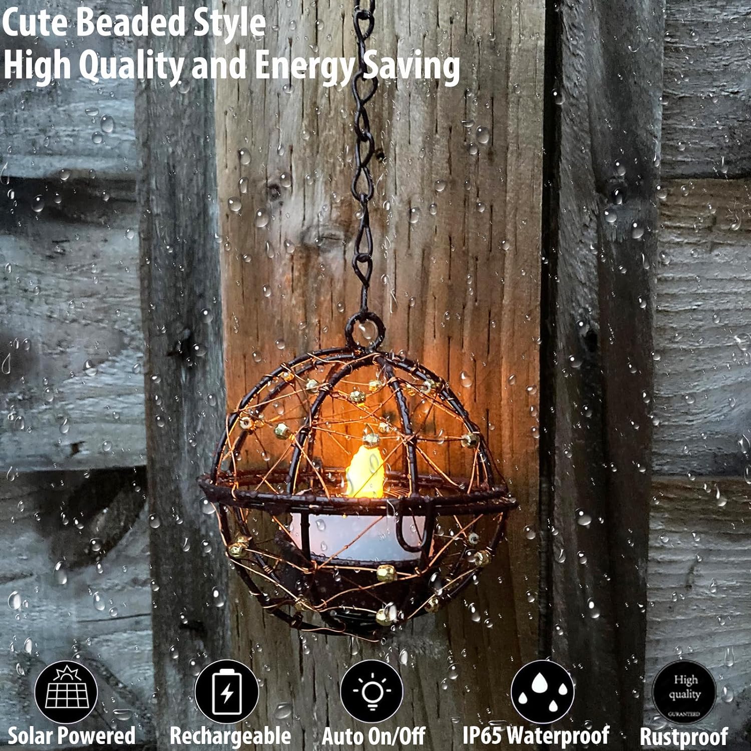 2026 Best Seller🔥Outdoor Solar Hanging Lanterns with Flickering LED Tea Light Candles