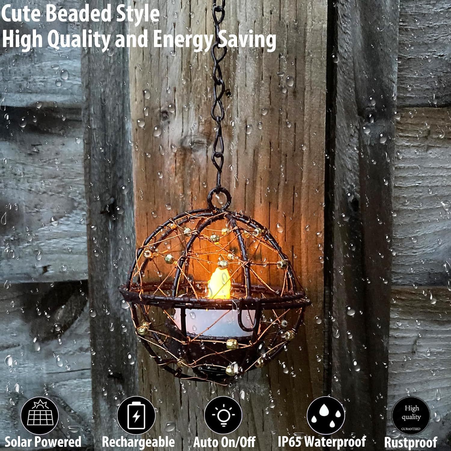 2026 Best Seller🔥Outdoor Solar Hanging Lanterns with Flickering LED Tea Light Candles