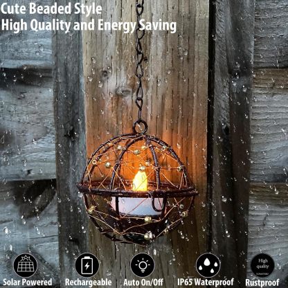 2026 Best Seller🔥Outdoor Solar Hanging Lanterns with Flickering LED Tea Light Candles