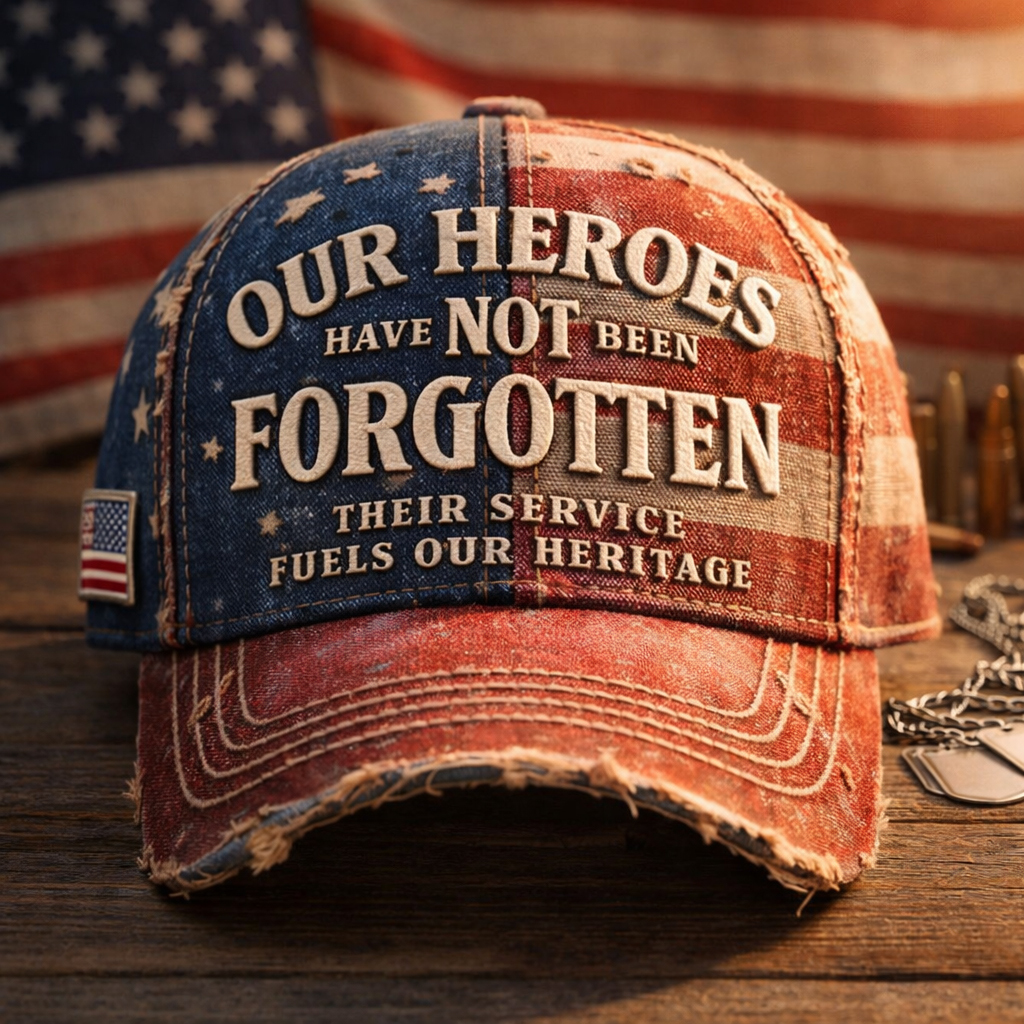 Our Heroes Have Not Been Forgotten American Flag Distressed Baseball Cap
