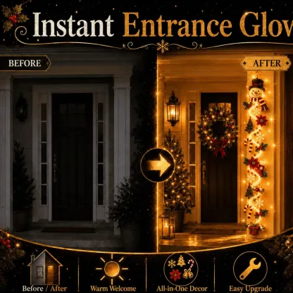 ⏳ Last Day 50% OFF – 🎄MerryCascade Glowing Christmas Door Hanger | 6 Festive Lighted Designs with Warm Glow, Dimensional Details & Space-Saving Vertical Décor ✨