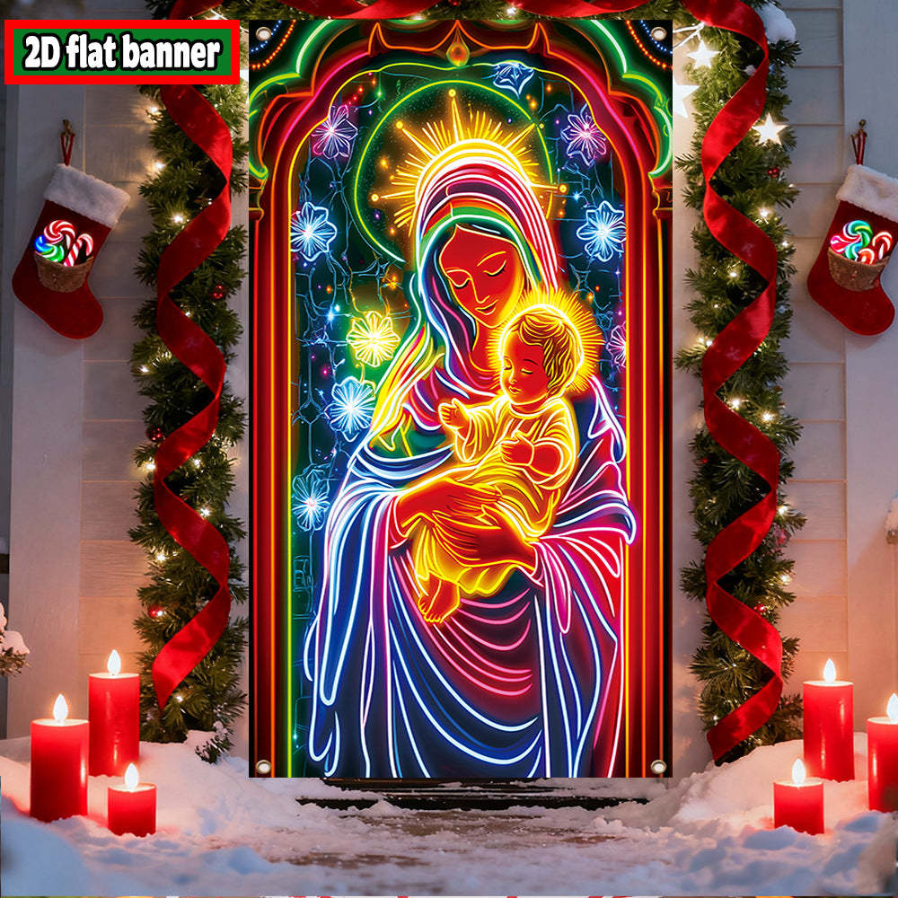 🏆Flash Sale⚡10K+ SOLD! Almost Gone-💥UV Glow Christmas Cartoon Door Banner – Fluorescent Holiday Decoration