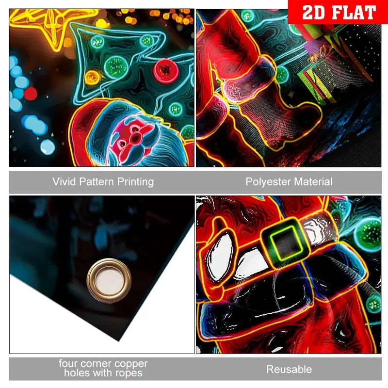 🏆Flash Sale⚡10K+ SOLD! Almost Gone-💥UV Glow Christmas Cartoon Door Banner – Fluorescent Holiday Decoration