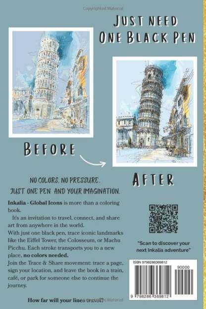 🎨✏️Ink Tracing Coloring Book - For Beginners & Stress Relief(📚Hardcover - No Bleed Pages)